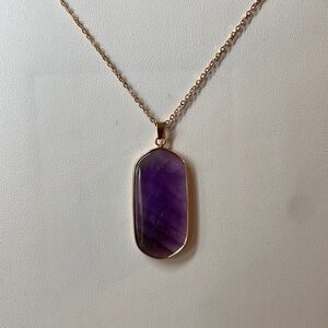 Genuine Amethyst pendant 2” and chain 20”